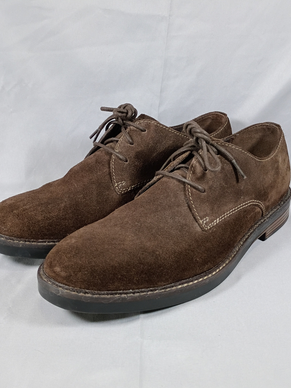 Clarks Paulson Plain Brown Suede Derby Oxford Dress Shoes Mens Size 10